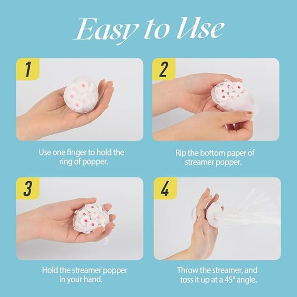 10-Pack White Confetti Streamer Poppers - Image 3