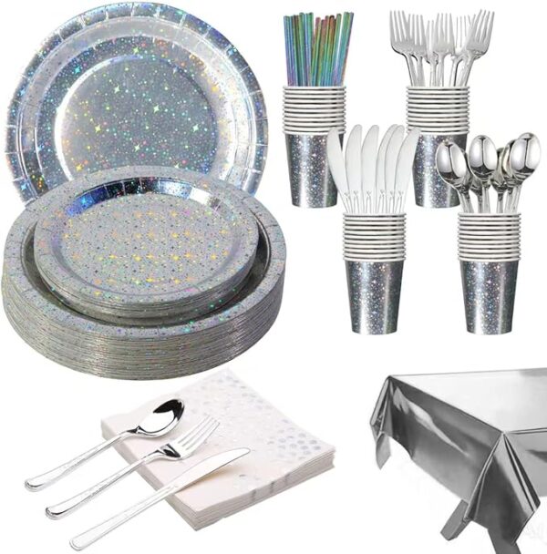 Silver Star Disposable Party Set (201-Piece)