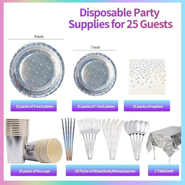 Silver Star Disposable Party Set (201-Piece) - Image 2