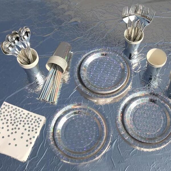 Silver Star Disposable Party Set (201-Piece) - Image 3