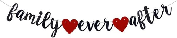 Family Ever After Black Glitter Banner