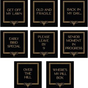 Funny Gold Foil Cocktail Napkins – 40 Pack, 8 Phrases, Black & Gold
