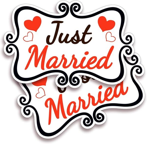 Just Married Car Magnets – 12"x8" Reusable Wedding Signs, 2-Pack