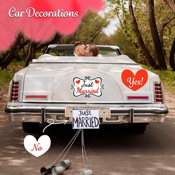 Just Married Car Magnets – 12"x8" Reusable Wedding Signs, 2-Pack - Image 3