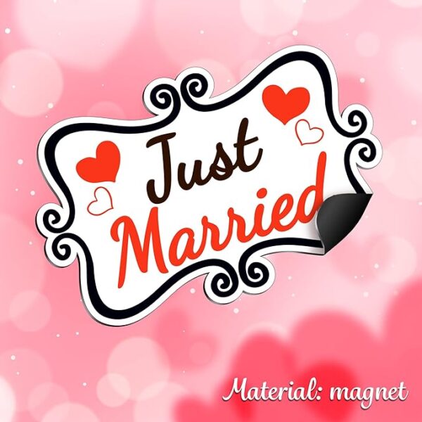 Just Married Car Magnets – 12"x8" Reusable Wedding Signs, 2-Pack - Image 4