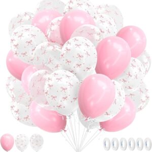 27 Pink Bow Balloons - 12" Latex