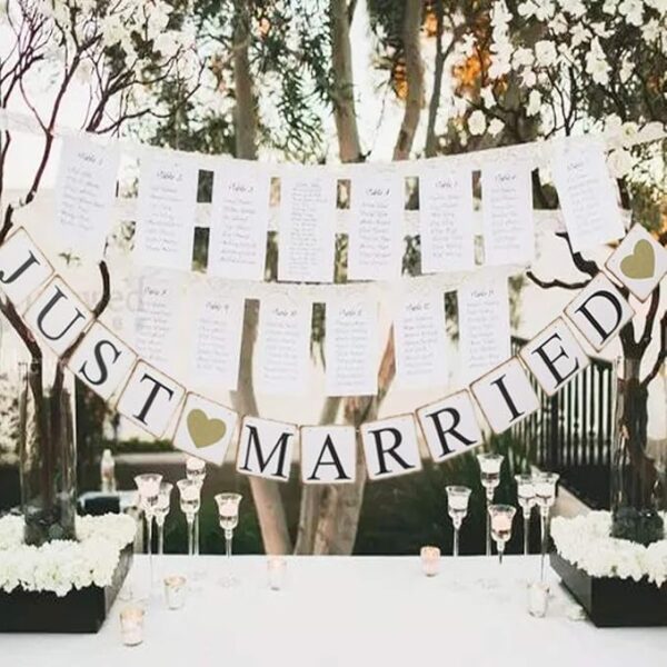 Gold Glitter Just Married Banner – Car & Bridal Shower Decoration - Image 4