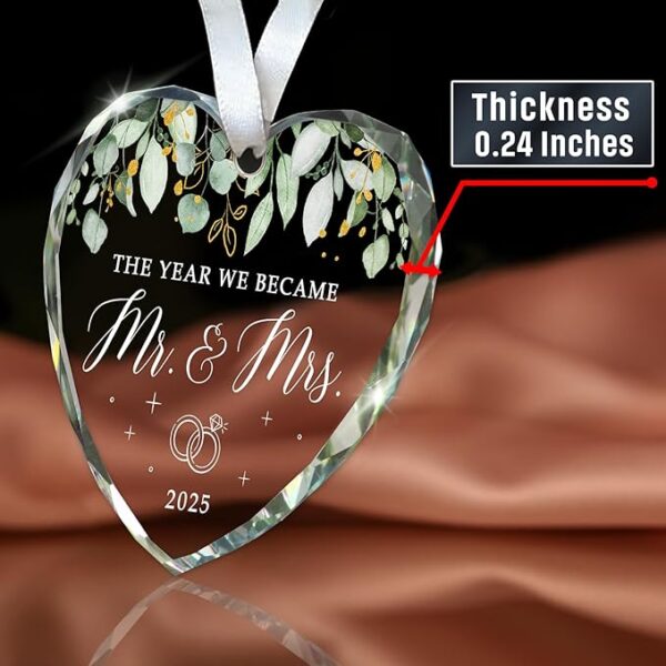 Mr & Mrs Glass Ornament – Just Married Wedding Gift 2025 - Image 3