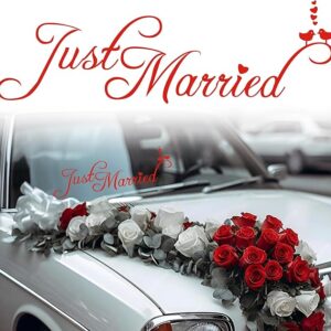 Just Married Vinyl Car Decal – Red, Waterproof, Self-Adhesive