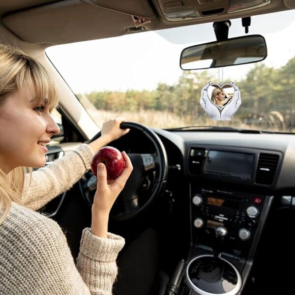 Heart Hanging Ornaments – Sublimation Photo Keychains for Car Mirror - Image 4