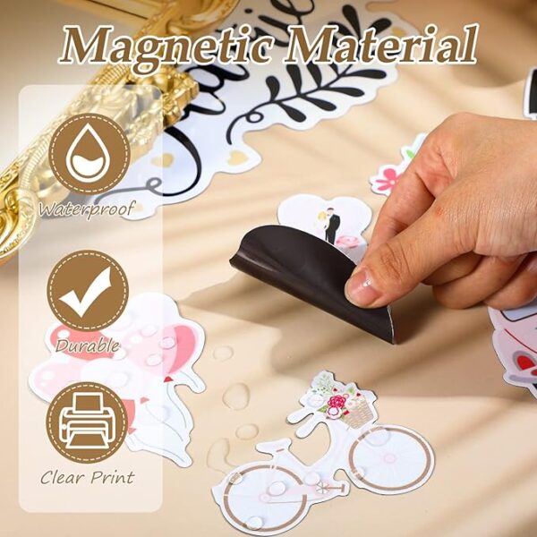 14-Pc Just Married Car & Refrigerator Magnets – Wedding & Honeymoon Decor - Image 4
