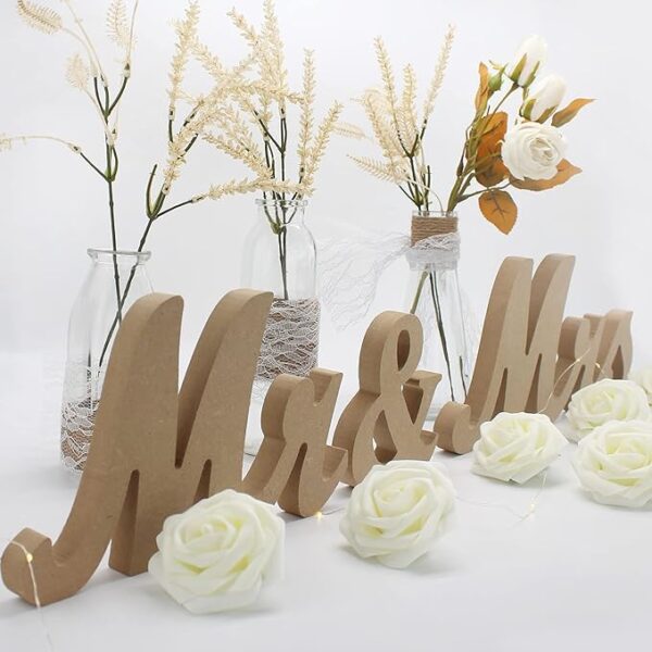 Rustic Wooden Mr & Mrs Sign – Wedding Table & Photo Prop Decor