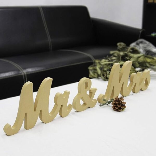 Rustic Wooden Mr & Mrs Sign – Wedding Table & Photo Prop Decor - Image 3