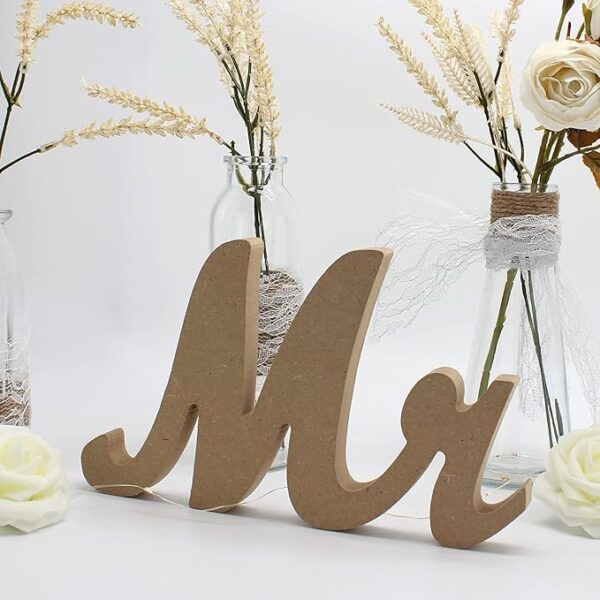 Rustic Wooden Mr & Mrs Sign – Wedding Table & Photo Prop Decor - Image 4