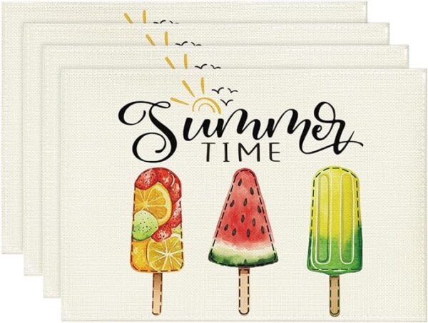 Artoid Mode Popsicles Placemats – Set of 4, 12x18" Seasonal Table Mats