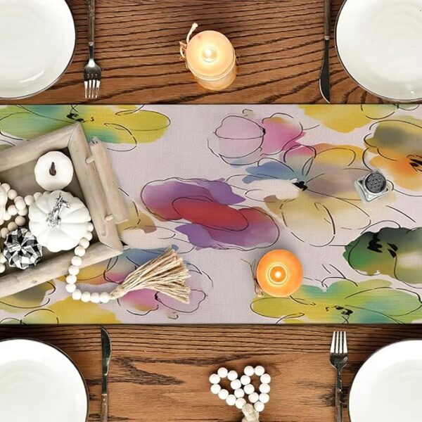 Colorful Floral Table Runner – 13x36" Spring/Summer Decor - Image 2
