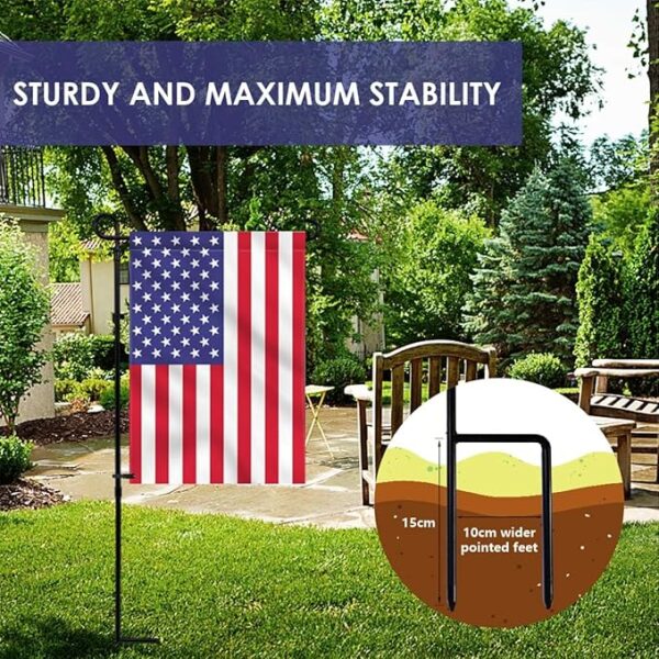 Metal Garden Flag Holder Stand – Weatherproof with Clip & Stopper - Image 2