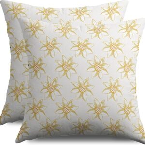 Sunflower Pillow Covers 18x18 – Set of 2, Yellow Floral Farmhouse Decor