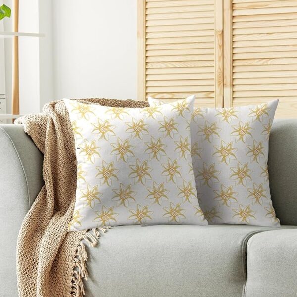Sunflower Pillow Covers 18x18 – Set of 2, Yellow Floral Farmhouse Decor - Image 2