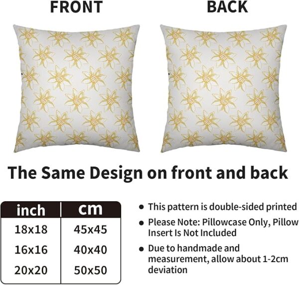 Sunflower Pillow Covers 18x18 – Set of 2, Yellow Floral Farmhouse Decor - Image 4