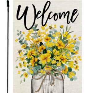 Summer Floral Garden Flag – 12x18" Double-Sided Burlap