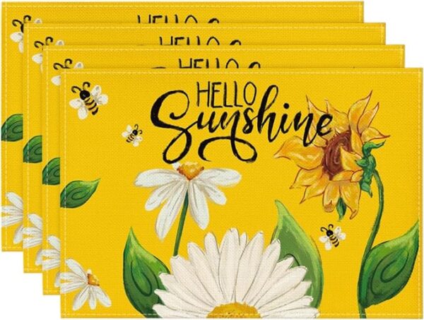 Sunflower Bees Placemats - Set of 4 (12x18")