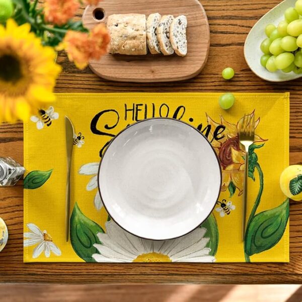 Sunflower Bees Placemats - Set of 4 (12x18") - Image 2