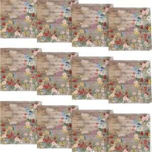 Wild Floral Butterfly Cloth Napkins – 18"x18", Set of 12, Washable