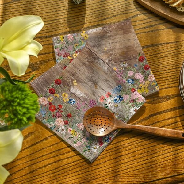 Wild Floral Butterfly Cloth Napkins – 18"x18", Set of 12, Washable - Image 3
