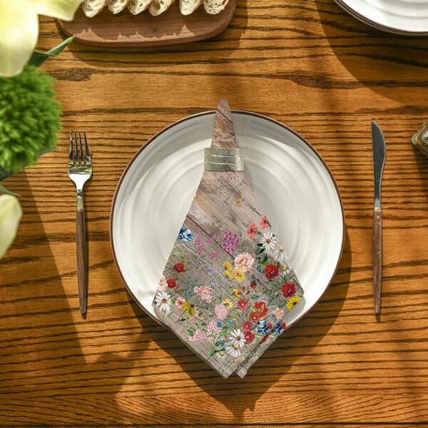 Wild Floral Butterfly Cloth Napkins – 18"x18", Set of 12, Washable - Image 4
