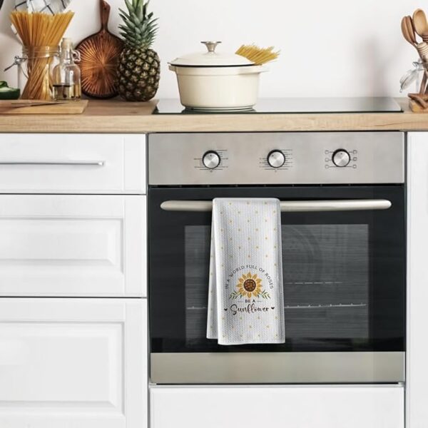 Sunflower 16x24" Microfiber Kitchen Towels – Set of 2, Spring/Summer - Image 2
