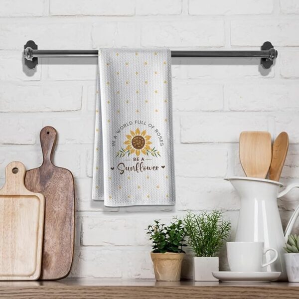 Sunflower 16x24" Microfiber Kitchen Towels – Set of 2, Spring/Summer - Image 3