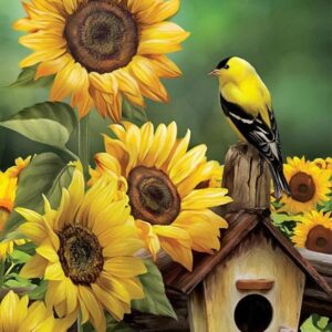Goldfinch & Sunflowers Garden Flag