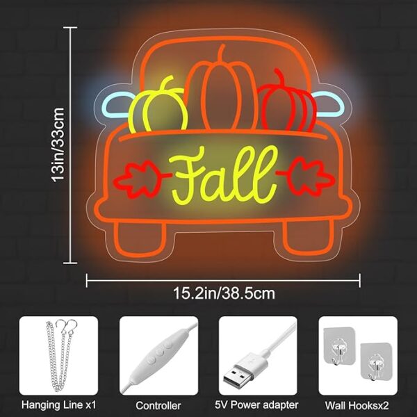 Fall Pumpkin Truck LED Neon Sign - Image 4