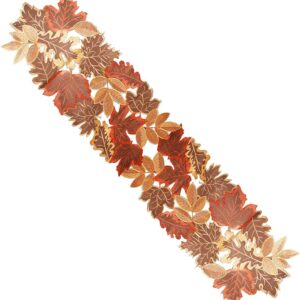 Embroidered Fall Leaves Table Runner