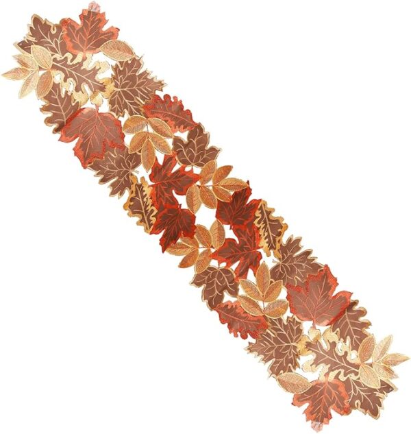 Embroidered Fall Leaves Table Runner