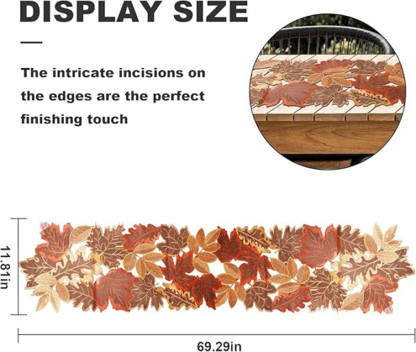 Embroidered Fall Leaves Table Runner - Image 4