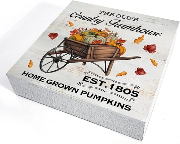 Rustic Pumpkin Wood Box Sign - Image 3
