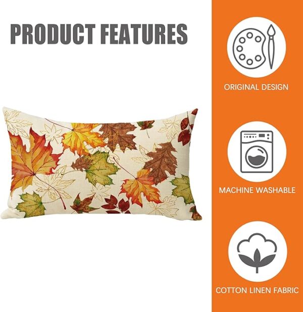 Fall Maple Leaves Lumbar Pillow Cover - Image 3
