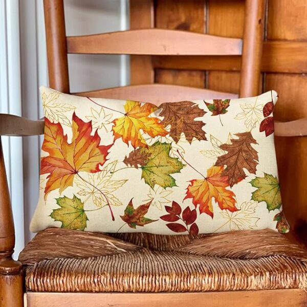 Fall Maple Leaves Lumbar Pillow Cover - Image 4