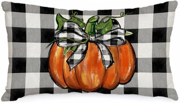 Buffalo Plaid Pumpkin Fall Pillow Cover