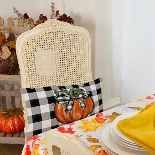 Buffalo Plaid Pumpkin Fall Pillow Cover - Image 4