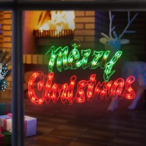 Lighted Merry Christmas Window Sign