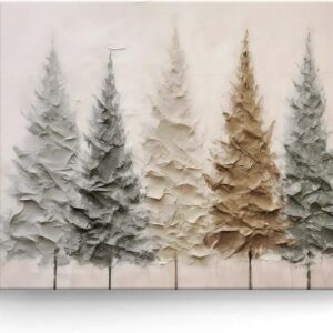 Neutral Christmas Forest Canvas Wall Art – 8x10" Minimalist Winter Decor