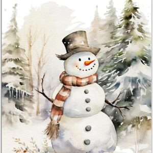 Vintage Christmas Snow Scene Print