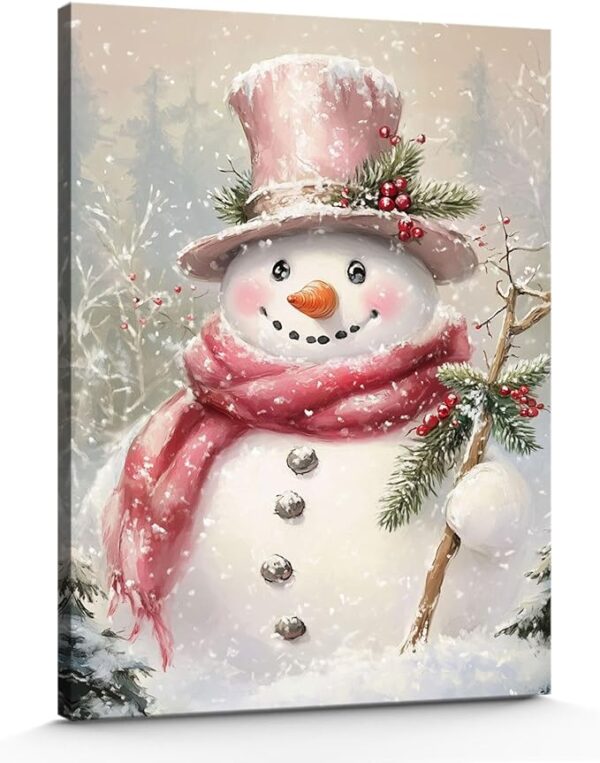 Snowman Christmas Canvas Art