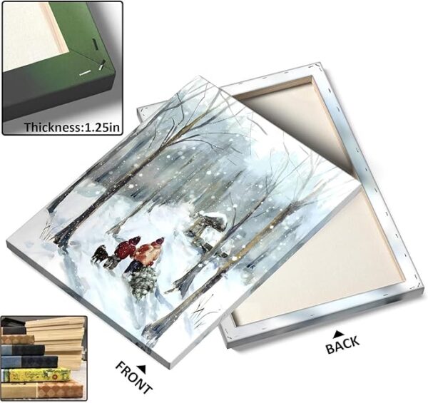 Family & Dog Snowy Forest Canvas Art - Image 2