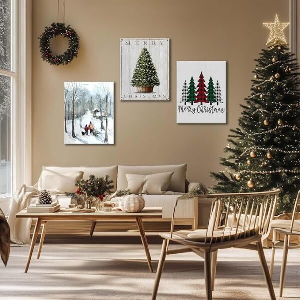 Family & Dog Snowy Forest Canvas Art - Image 3