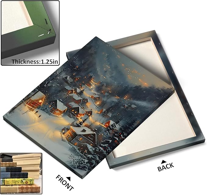Snowy Village Christmas Canvas Art - Image 4