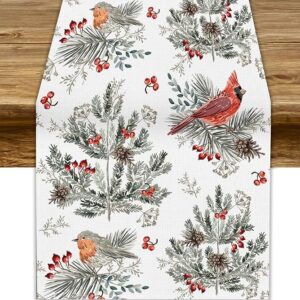 Christmas Red Bird Table Runner